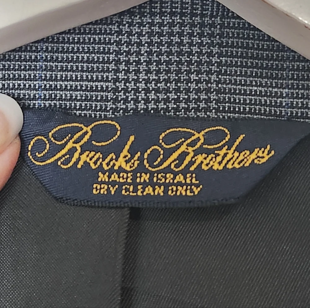 Brooks Brothers Brooksease Gray Plaid Wool Blend Suit Jacket Size 40R